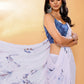 Janasya White Georgette Floral Printed Saree | Swadesiicart