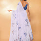 Janasya White Georgette Floral Printed Saree | Swadesiicart