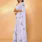 Janasya White Georgette Floral Printed Saree | Swadesiicart