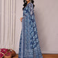 Janasya Navy Blue Cotton Linen Floral Printed Saree | Swadesiicart