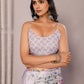 Janasya Lavender Cotton Linen Floral Printed Saree | Swadesiicart