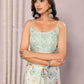 Janasya Light Green Cotton Linen Floral Printed Saree | Swadesiicart