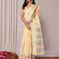 Janasya Light Yellow Cotton Linen Floral Printed Saree | Swadesiicart