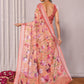 Janasya Peach Cotton Linen Floral Printed Saree | Swadesiicart