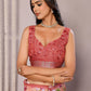 Janasya Peach Cotton Linen Floral Printed Saree | Swadesiicart