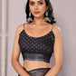 Janasya Black Cotton Linen Polka Printed Saree | Swadesiicart