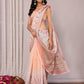 Janasya Peach Cotton Linen Floral Printed Saree | Swadesiicart