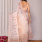 Janasya Peach Cotton Linen Floral Printed Saree | Swadesiicart