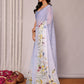 Janasya Lavender Cotton Linen Floral Printed Saree | Swadesiicart