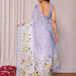Janasya Lavender Cotton Linen Floral Printed Saree | Swadesiicart