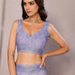 Janasya Lavender Cotton Linen Floral Printed Saree | Swadesiicart