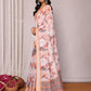 Janasya Peach Cotton Linen Abstract Printed Saree | Swadesiicart