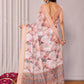 Janasya Peach Cotton Linen Abstract Printed Saree | Swadesiicart