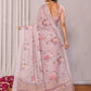 Janasya Mauve Cotton Linen Floral Printed Saree | Swadesiicart
