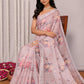 Janasya Mauve Cotton Linen Floral Printed Saree | Swadesiicart