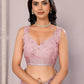 Janasya Mauve Cotton Linen Floral Printed Saree | Swadesiicart