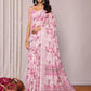 Janasya Pink Cotton Linen Floral Printed Saree | Swadesiicart