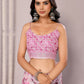 Janasya Pink Cotton Linen Floral Printed Saree | Swadesiicart