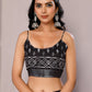Janasya Black Cotton Linen Floral Printed Saree | Swadesiicart