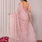 Janasya Mauve Cotton Linen Block Print Printed Saree | Swadesiicart