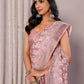 Janasya Mauve Cotton Linen Block Print Printed Saree | Swadesiicart
