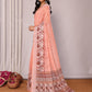 Janasya Peach Cotton Linen Ikkat Printed Saree | Swadesiicart
