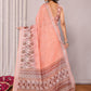 Janasya Peach Cotton Linen Ikkat Printed Saree | Swadesiicart