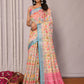 Janasya Multicolor Cotton Linen Floral Printed Saree | Swadesiicart