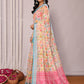 Janasya Multicolor Cotton Linen Floral Printed Saree | Swadesiicart