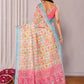 Janasya Multicolor Cotton Linen Floral Printed Saree | Swadesiicart