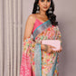 Janasya Multicolor Cotton Linen Floral Printed Saree | Swadesiicart