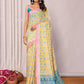 Janasya Yellow Cotton Linen Ethnic Motifs Printed Saree | Swadesiicart