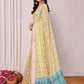 Janasya Yellow Cotton Linen Ethnic Motifs Printed Saree | Swadesiicart