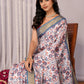 Janasya Light Blue Chanderi Silk Ethnic Print Printed Saree | Swadesiicart