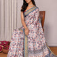 Janasya Light Blue Chanderi Silk Ethnic Print Printed Saree | Swadesiicart