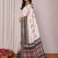 Janasya White & Black Chanderi Silk Ikkat Printed Saree | Swadesiicart