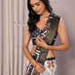 Janasya White & Black Chanderi Silk Ikkat Printed Saree | Swadesiicart