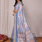 Janasya Blue Chanderi Silk Floral Printed Saree | Swadesiicart