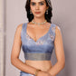 Janasya Blue Chanderi Silk Floral Printed Saree | Swadesiicart