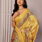 Janasya Yellow Chanderi Silk Kalamkari Printed Saree | Swadesiicart