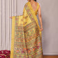 Janasya Yellow Chanderi Silk Kalamkari Printed Saree | Swadesiicart