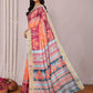 Janasya Orange Chanderi Silk Ikkat Printed Saree | Swadesiicart