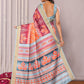 Janasya Orange Chanderi Silk Ikkat Printed Saree | Swadesiicart