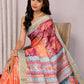 Janasya Orange Chanderi Silk Ikkat Printed Saree | Swadesiicart