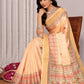 Janasya Beige Chanderi Silk Floral Printed Saree | Swadesiicart
