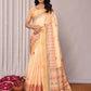 Janasya Beige Chanderi Silk Floral Printed Saree | Swadesiicart