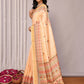 Janasya Beige Chanderi Silk Floral Printed Saree | Swadesiicart