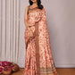 Janasya Peach Chanderi Silk Floral Printed Saree | Swadesiicart
