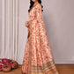 Janasya Peach Chanderi Silk Floral Printed Saree | Swadesiicart