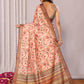 Janasya Peach Chanderi Silk Floral Printed Saree | Swadesiicart
